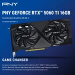 PNY GeForce RTX 5060 Ti 16GB GDDR7 OC Dual Fan GPU With NVIDIA Blackwell, DLSS 4, PCIe 5.0, 4608 CUDA® Cores, 2692 MHz Boost,  4K 480Hz / 8K 165Hz Support , STEALTH MODE