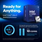 Intel Core Ultra 5 225F Desktop Processor With 10 Cores, Up To 4.9GHz Turbo, 20MB Cache, Arrow Lake Architecture, DDR5 6400 Support, PCIe 5.0 | TRAY ONLY - NO BOX