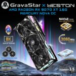 Yeston x GravaStar Radeon RX 9070 XT Mercury Nova OC 16GB GDDR6 PCIe 5.0 Graphics Card With Navi48 4nm Core, 3060MHz Boost Clock, Triple 8-Pin Power, Vapor Chamber Cooling, ARGB Design