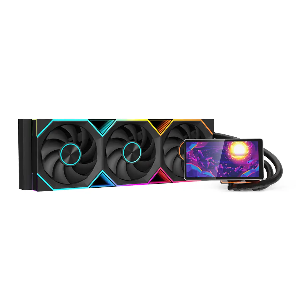 JUNGLE LEOPARD PRO FLOW 360 LIQUID COOLER BLACK 270 DEGREE ROTATING SCREEN