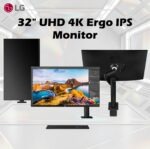 LG UltraFine Ergo 32 Inch UHD 4K IPS Monitor With  Built-in Speaker, DCI-P3 95% HDR10 USB Type-C 60W Power Delivery , Fully Adjustable C-Clamp  Retractable & Rotatable Ergonomic Stand | BLACK ~ 32UN880K-B