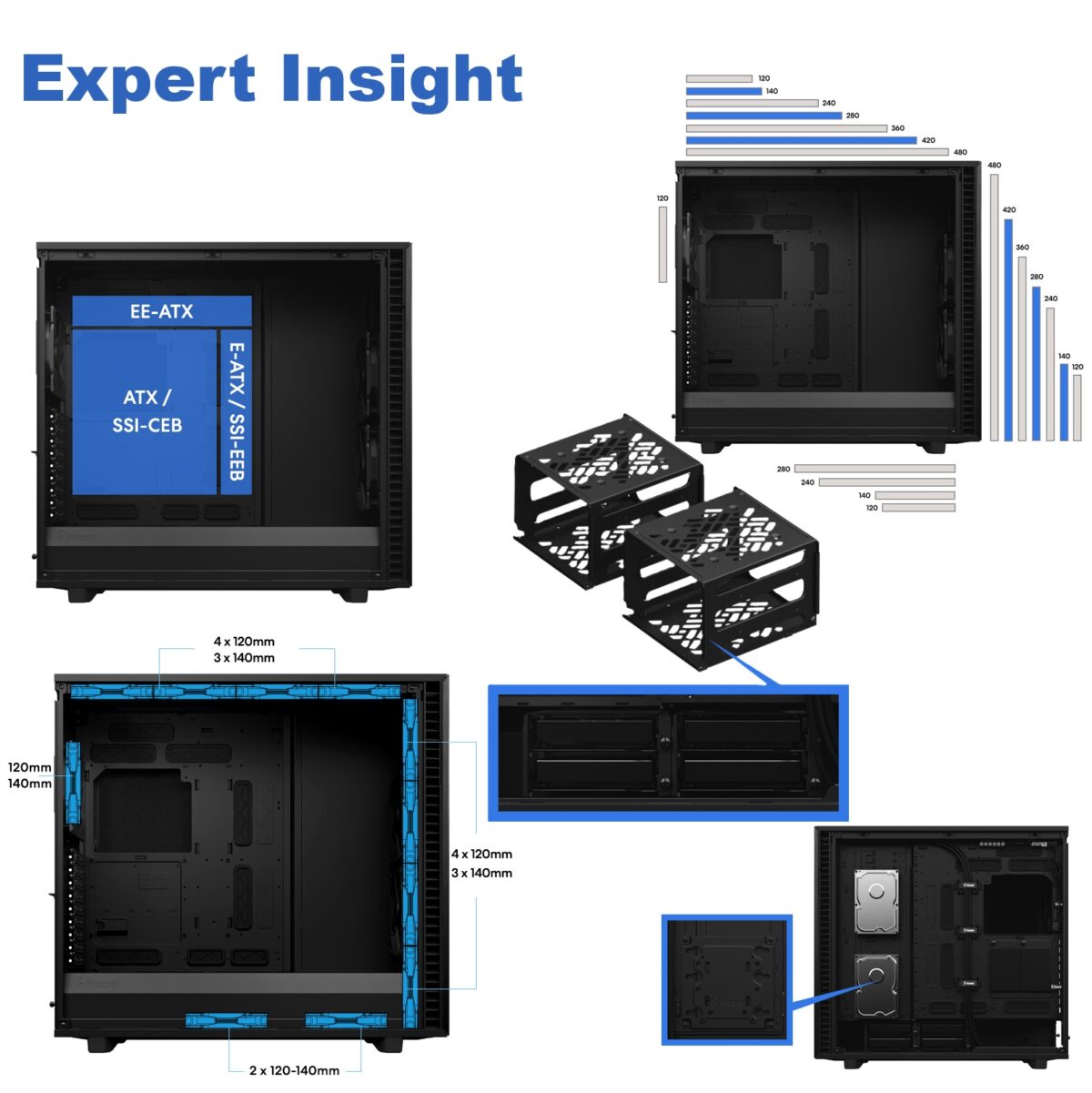 FD-C-DEF7X-01 FRACTAL DESIGN DEFINE 7 XL BLACK FULL TOWER GAMING CASE Fractal Design Define 7 XL Black Solid Full Tower Case With Dual-Layout Interior, E-ATX Compatibility, 18-Drive Storage Support, Massive Cooling Flexibility, Sound-Damped Panels , For Ai Gaming ,  Double Processor , Double Optical Drive,  Server Build 