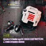 GravaStar Sirius P5 Wireless Earbuds With 12mm Dynamic Drivers, Bluetooth 5.2, 48ms Gaming Mode, Interchangeable Shell Charging Case, ENC Calling, 30-Hour Playtime, IPX4 | Defense Mecha White 