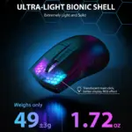 ATTACK SHARK X5 RGB Ultra-Light 49g Wireless Gaming Mouse, PixArt PAW3212 Sensor 4000 DPI, Tri-Mode Wired/2.4G/BT5.1, RGB Honeycomb Design | Black - Image 3