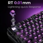 GravaStar Mercury V75 Lite Transparent 75% Mechanical Keyboard with RGB Blackcore HE Magnetic Switch Keyboard, Wired Low-Latency, 0.01mm Precision, Adjustable Actuation, Rapid Trigger, Hot-Swappable, Windows & macOS ,| Transparent Black