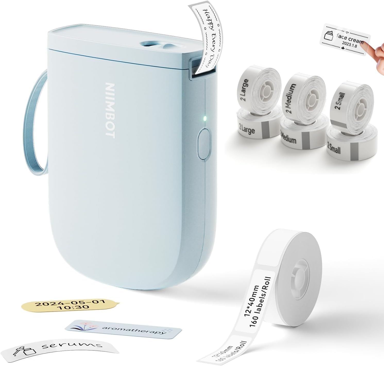 NIIMBOT D11 New Version Label Maker Machine with Tape,300DPI Bluetooth Label Printer, Portable Thermal Printer,Sticker Maker for Organizing Home Office School,Blue