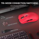 ATTACK SHARK R1 Wireless Gaming Mouse 59g Superlight, PixArt PAW3311 18,000 DPI Sensor, Tri-Mode Wired/2.4G/BT5.2, 65-Hour Battery, 1000Hz, Red - Image 4