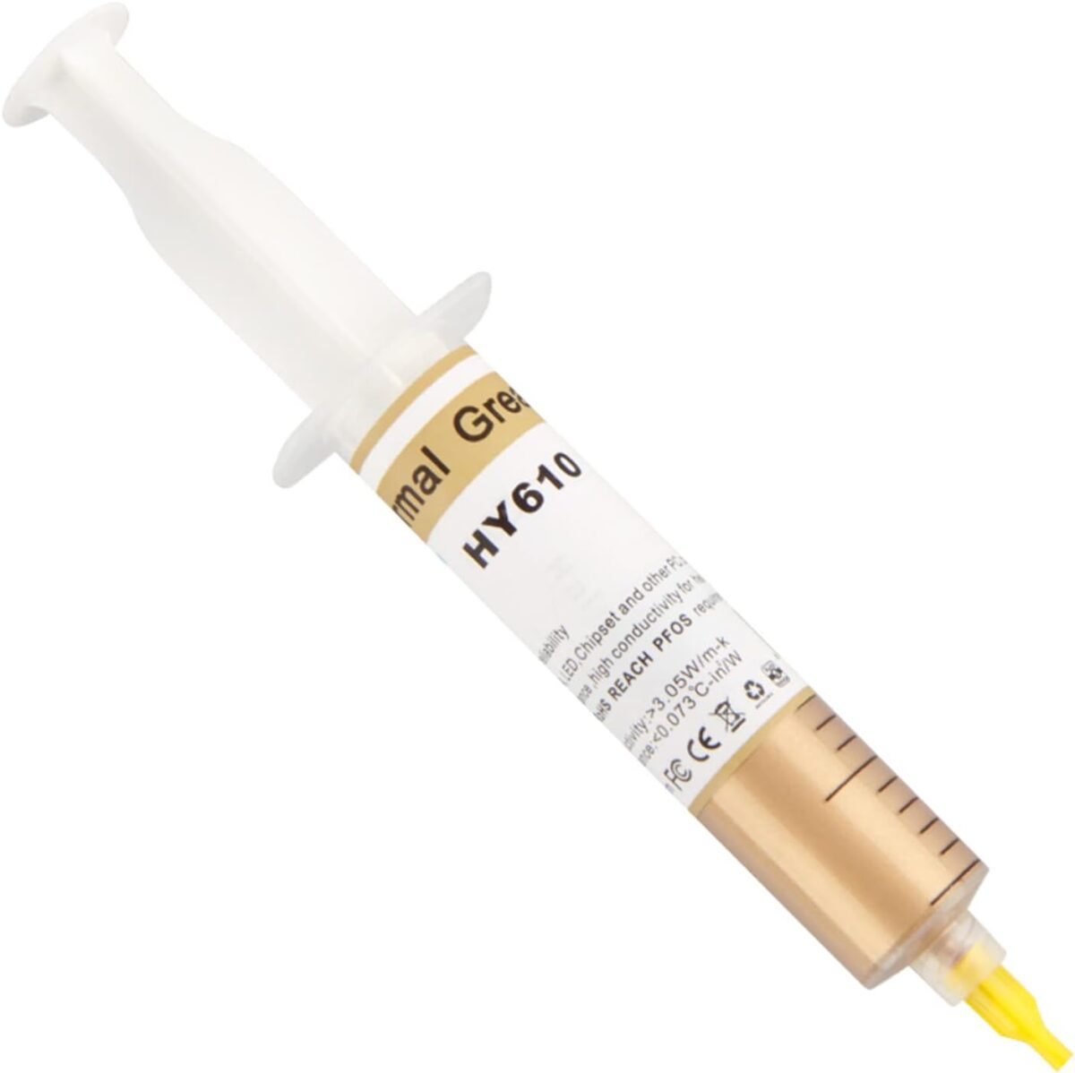 HY610 THERMAL GREASE HY610 HALNZIYE HY610 Gold Thermal Grease 25g Large Syringe – 3.05W/m-K Conductivity, Low Impedance, -20~180°C Operation, CPU/GPU Cooling Paste for DIY PC Builders & High-Thermal Modules