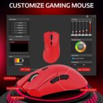 ATTACK SHARK R1 Wireless Gaming Mouse 59g Superlight, PixArt PAW3311 18,000 DPI Sensor, Tri-Mode Wired/2.4G/BT5.2, 65-Hour Battery, 1000Hz, Red - Image 6