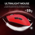ATTACK SHARK R1 Wireless Gaming Mouse 59g Superlight, PixArt PAW3311 18,000 DPI Sensor, Tri-Mode Wired/2.4G/BT5.2, 65-Hour Battery, 1000Hz, Red - Image 7