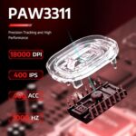 ATTACK SHARK R1 Wireless Gaming Mouse 59g Superlight, PixArt PAW3311 18,000 DPI Sensor, Tri-Mode Wired/2.4G/BT5.2, 65-Hour Battery, 1000Hz, Red - Image 5