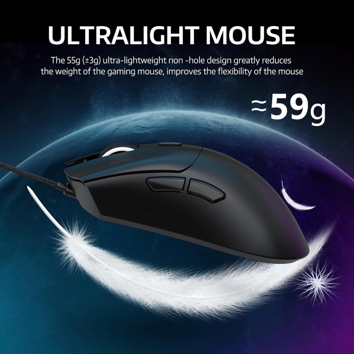 ATTACK SHARK R1 Wireless Gaming Mouse 59g Superlight, PixArt PAW3311 18,000 DPI Sensor, Tri-Mode Wired/2.4G/BT5.2, 65-Hour Battery, 1000Hz - Image 8