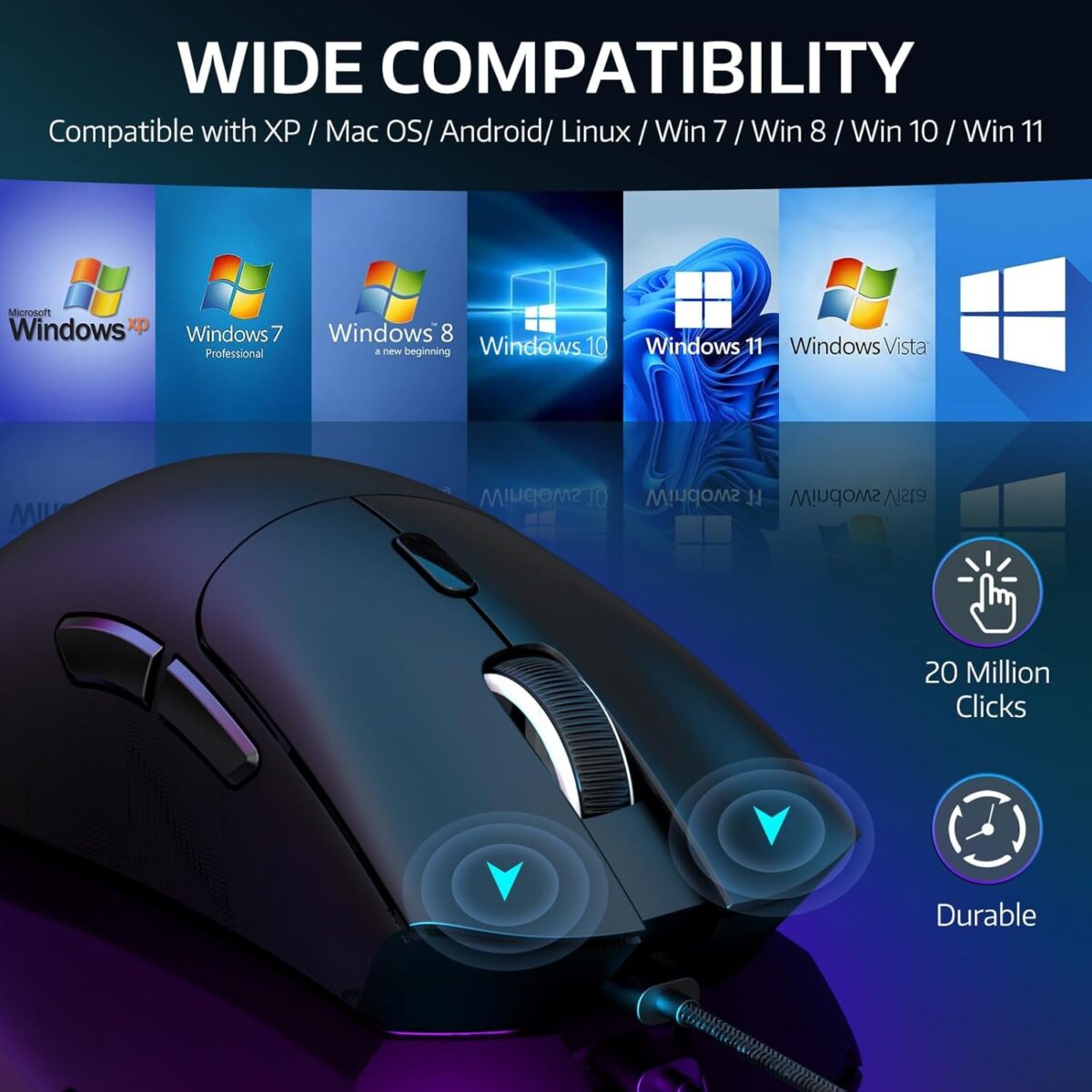 ATTACK SHARK R1 Wireless Gaming Mouse 59g Superlight, PixArt PAW3311 18,000 DPI Sensor, Tri-Mode Wired/2.4G/BT5.2, 65-Hour Battery, 1000Hz - Image 11