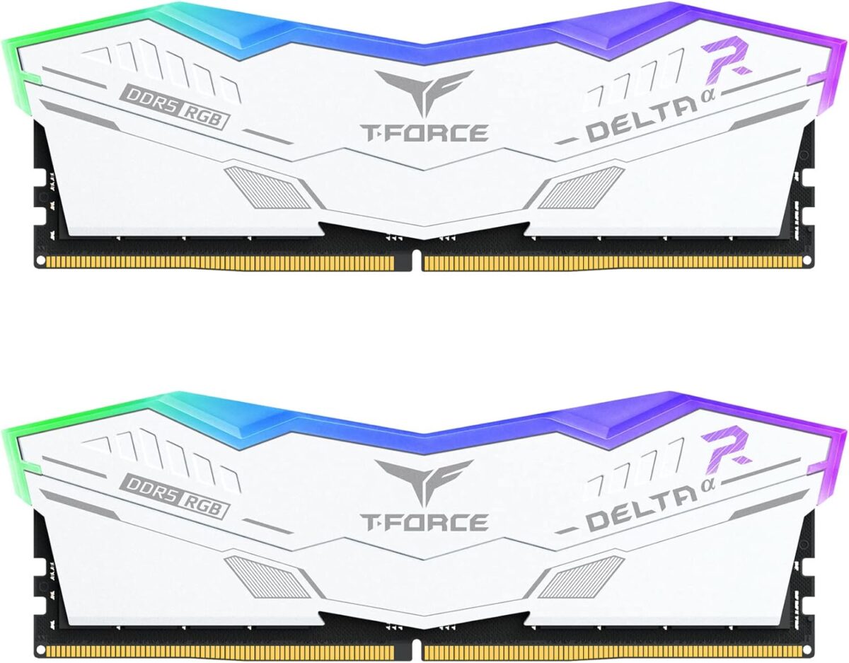 TEAMGROUP T-FORCE DELTA α  64GB RGB DDR5 RAM Kit (2x 32GB) 6000MHz (PC5 48000)  CL38 1.35V,  Intel XMP 3.0 Compatible , AMD EXPO One-Click Overclocking  | WHITE ~ FF8D564G6000HC38JDC01
