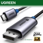 UGREEN USB C To DisplayPort 1.4 Cable 3 meters Supporting 8K@60Hz, 4K@240Hz, 32.4Gbps Bandwidth, HDR, MST Daisy Chain, VRR, ALLM, Braided Aluminum Design, Compatible With Thunderbolt 4/3 Devices