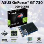 ASUS GeForce® GT 730 Graphics Card With 2GB GDDR5, 4x HDMI 4K Output, Passive Cooling, Single-Slot Design, PCIe 2.0, GPU Tweak II, Windows 11 Support 