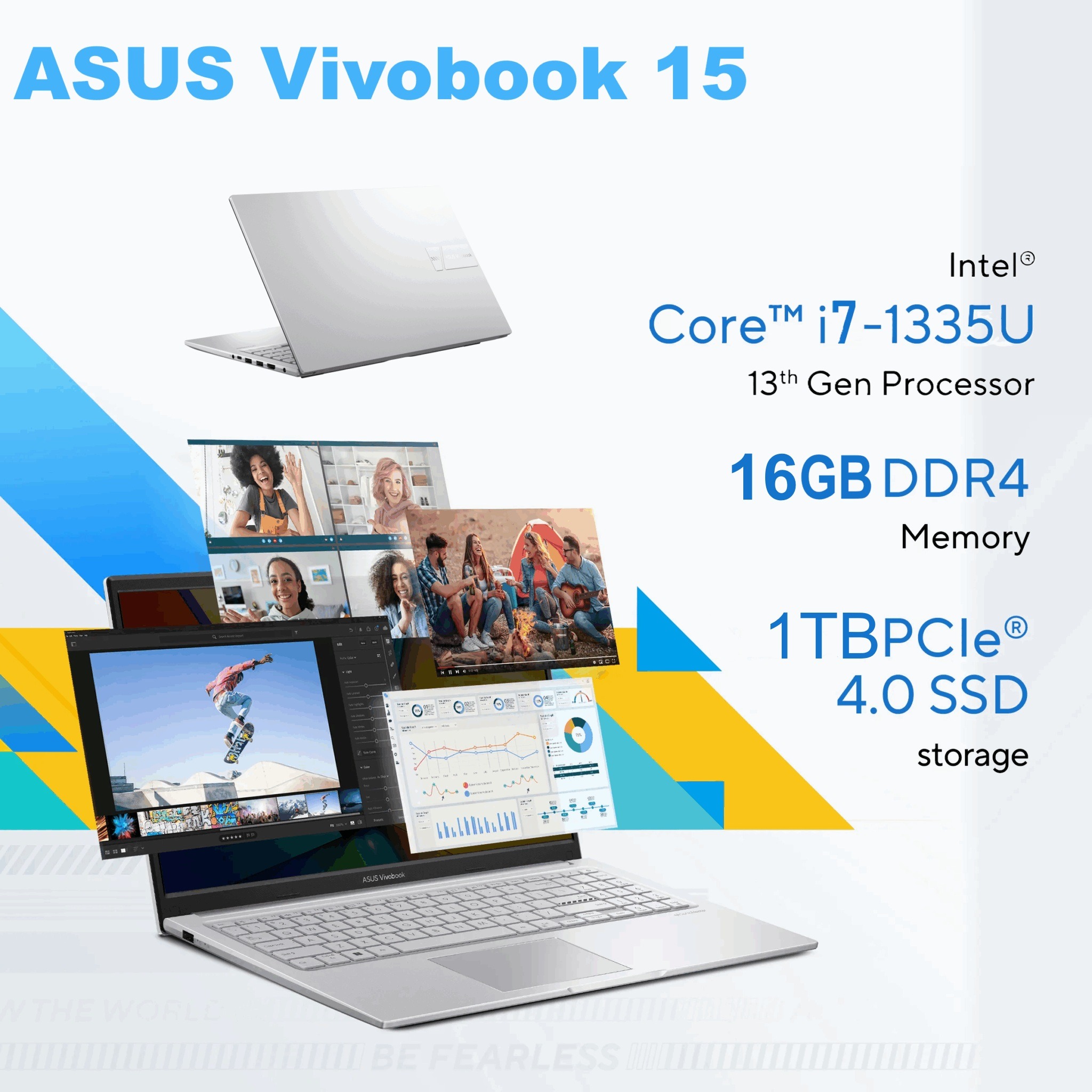 F150VA-NJ1046 ASUS VIVOBOOK I7-1355U/16GB/1TB/IRIS/ 15.6/NO OS ASUS Vivobook 15 F1504V Intel® Core i7-1355U | 16GB DDR4 RAM , 1TB NVMe® SSD | 15.6-inch FHD IPS Display | DOS | Iris Xᵉ Graphics | Backlit Chiclet Keyboard |Fingerprint Sensor | COOL SILVER