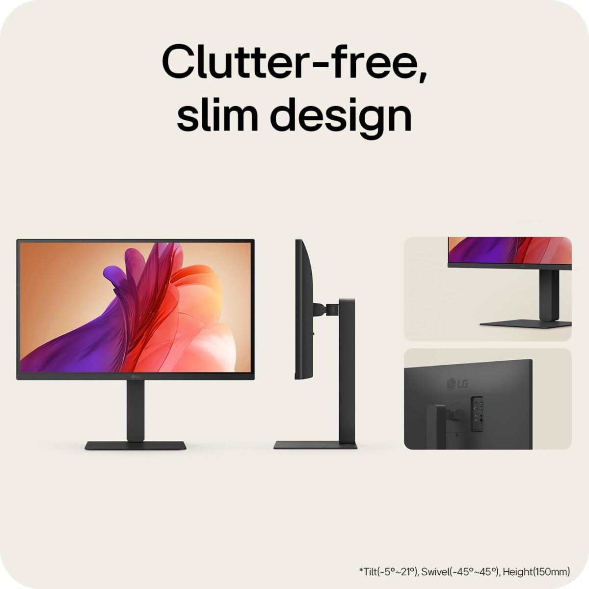 LG UltraFine Monitor - 4K UHD IPS 27 inch, 60Hz, 5ms GtG, HDR10, Home/Office Display, Eye Care features, Built-in Speakers, HDMI, DisplayPort, USB-C with 90W PD | Black ~ 27U730A-B