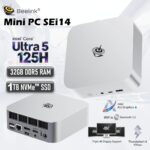 Beelink SEi14 Mini PC : Intel® Core Ultra 5 125H | 32GB DDR5 RAM ; 1TB PCIe 4.0 SSD | Intel® Arc Graphics | Triple 4K Display, WiFi 6 & Bluetooth 5.2 | DOS | Frost Silver