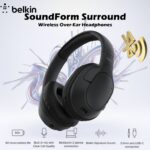 Belkin SoundForm Surround Bluetooth Over-Ear Headphones, Noise Cancelling Headphones, Wireless with 60H Playtime and Soft Ear Cups , for iPhone, Galaxy, iPad | BLACK ~ AUD009HQBK