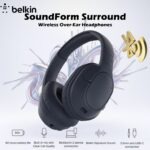 Belkin SoundForm Surround Bluetooth Over-Ear Headphones, Noise Cancelling Headphones, Wireless with 60H Playtime and Soft Ear Cups , for iPhone, Galaxy, iPad | Navy Blue ~ AUD009HQBL