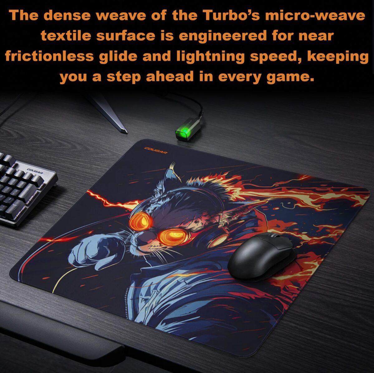 COUGAR BREAKER L Gaming Mouse Pad With Micro-Weave Textile Surface, Waterproof Dual-Layer Coating, Anti-Slip Rubber Base, Precision Control, 450×400mm