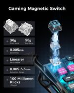 GravaStar Mercury V75 Pro Hall Effect Gaming Keyboard With Gateron HE Magnetic Jade Switch, 8000Hz Polling Rate, 0.005mm Precision, 256K Scan Rate, Adjustable Actuation, Rapid Trigger, RGB Lighting, Semi-Aluminum Build | Cyberpunk