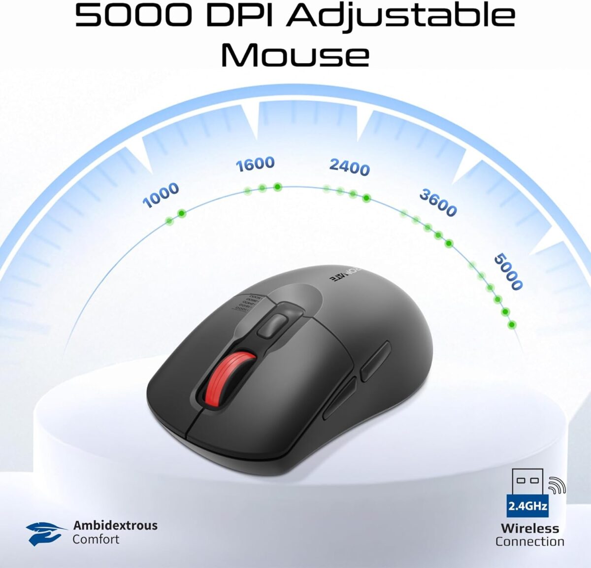 Promate ProCombo-15 Wireless Keyboard And Mouse Combo With Silent Keys Under 22dB, Ergonomic Design, 2.4GHz Connectivity, 5000 DPI Adjustable Mouse, Plug And Play Support