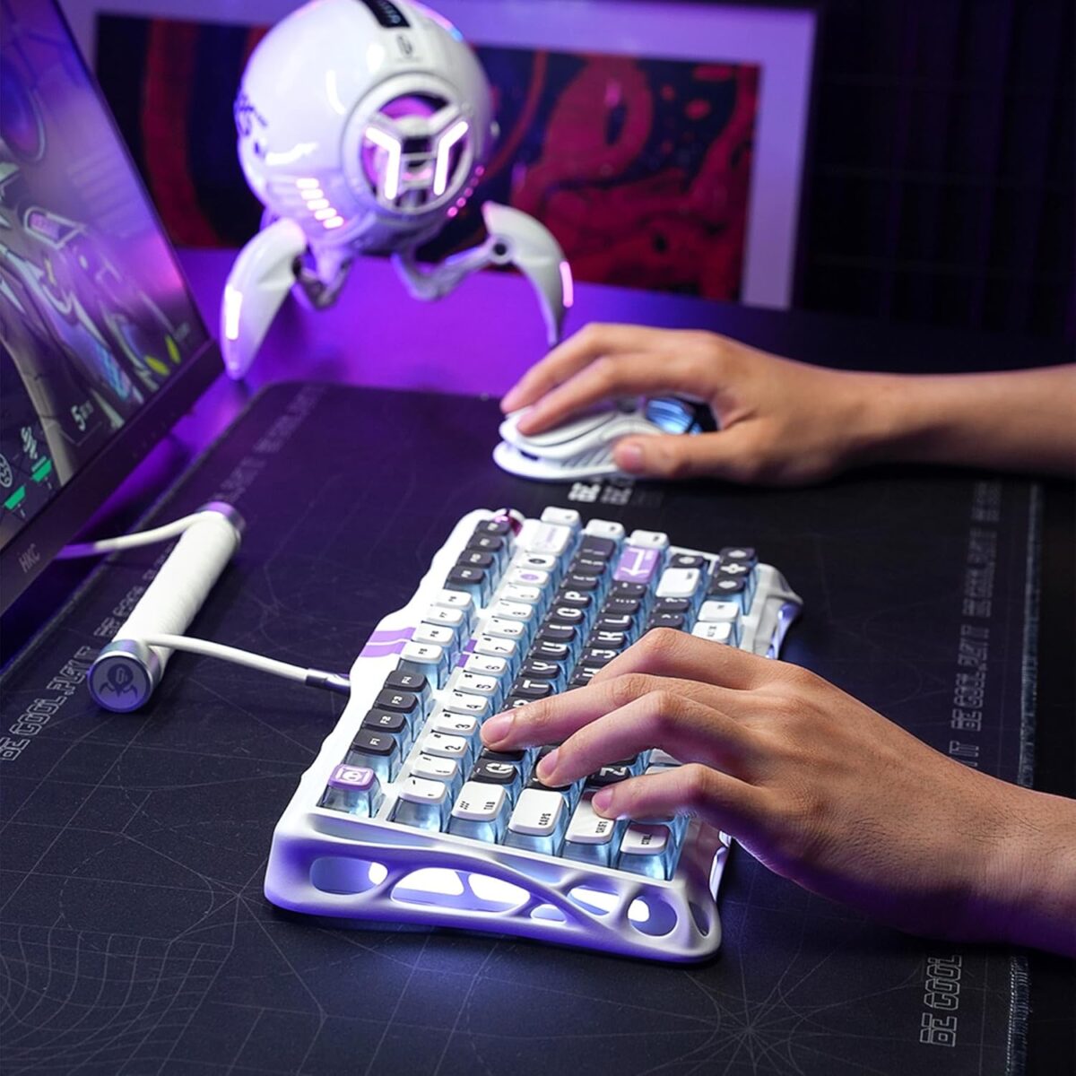 GravaStar Mercury V75-HE Gaming Keyboard With RGB Gateron Magnetic Jade Pro Switch : 8000Hz Polling Rate, 0.005mm Magnetic Switch Precision, 0.125ms Ultra-Low Latency, 256kHz Scan Rate, Adjustable Actuation, Rapid Trigger, Semi-Aluminum Build  | Mecha Gray