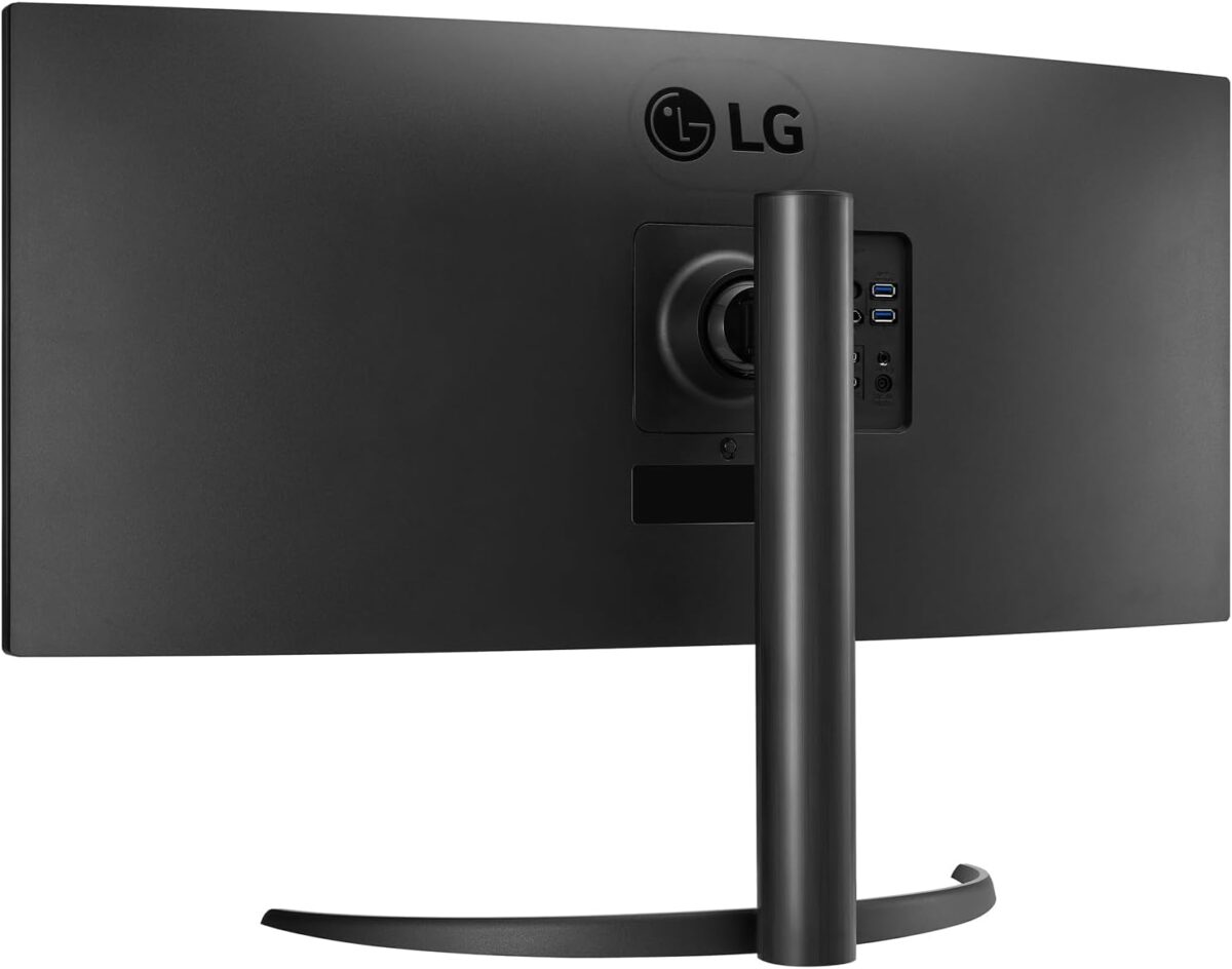 LG 34 Inch UltraWide Curved Monitor WQHD 3440x1440 HDR10 VA Panel 100Hz AMD FreeSync USB Type-C 65W PD PBP Dual Controller Tilt Height Stand 3-Side Borderless Design – 34WR55QC-B 