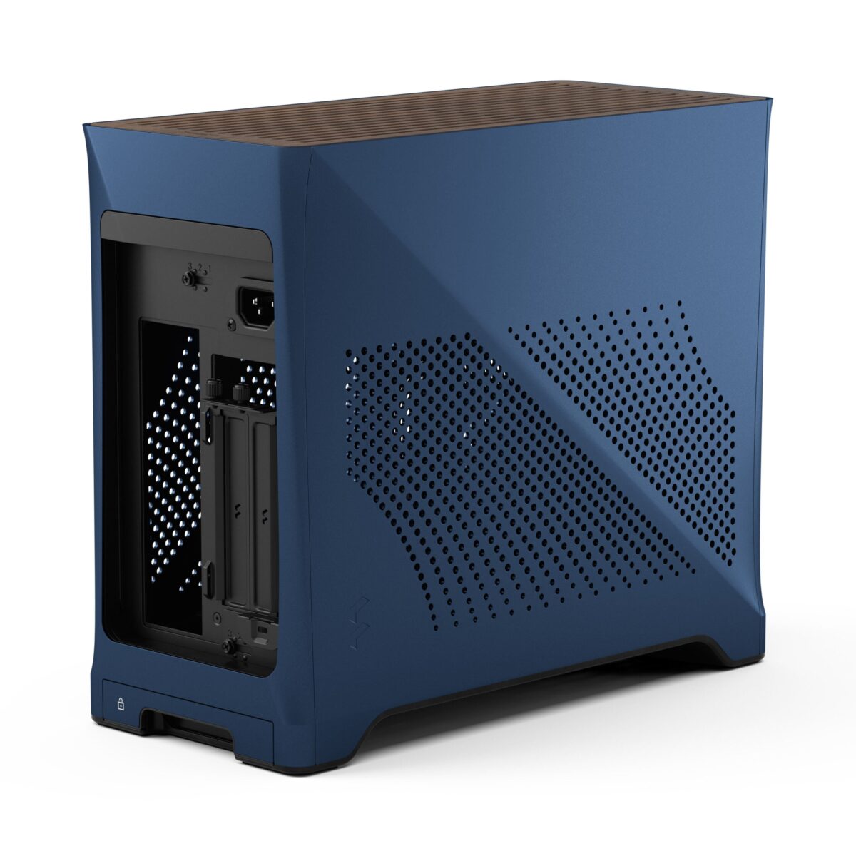 FD-C-ERA2N-03 FRACTAL DESIGN ERA 2 MINI-ITX MIDNIGHT BLUE CASE Fractal Era 2 Midnight Blue Mini-ITX Case With Anodized Aluminum Body, Walnut Top Panel, PCIe 4.0 Riser, 280 Mm AIO Support, Dual Aspect PWM Fans, 4×2.5-Inch Drive Mounts, 3-Slot GPU Support ~ FD-C-ERA2N-03