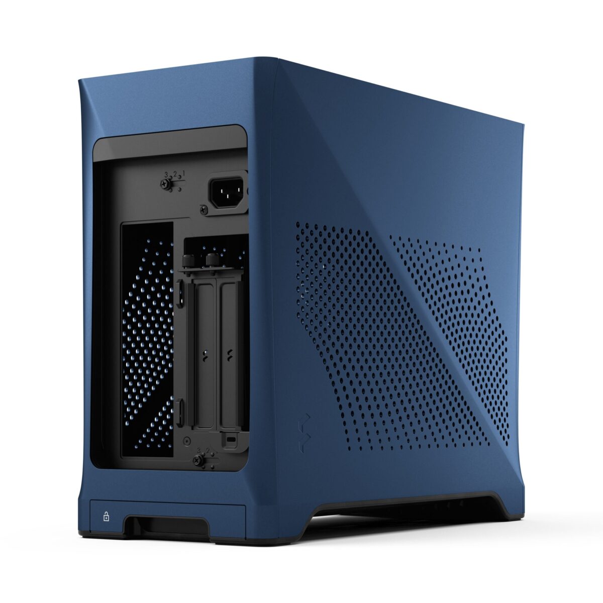 FD-C-ERA2N-03 FRACTAL DESIGN ERA 2 MINI-ITX MIDNIGHT BLUE CASE Fractal Era 2 Midnight Blue Mini-ITX Case With Anodized Aluminum Body, Walnut Top Panel, PCIe 4.0 Riser, 280 Mm AIO Support, Dual Aspect PWM Fans, 4×2.5-Inch Drive Mounts, 3-Slot GPU Support ~ FD-C-ERA2N-03