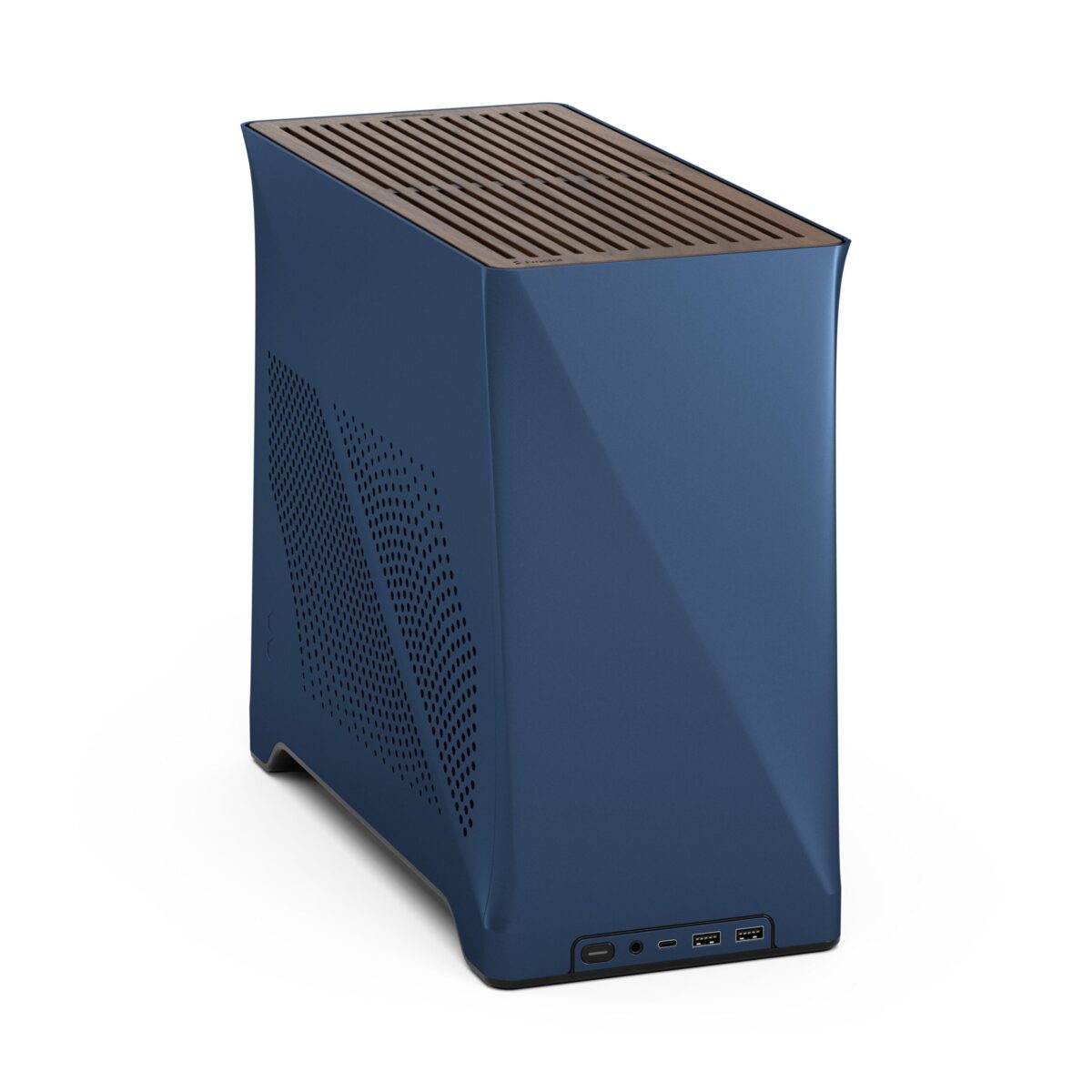 FD-C-ERA2N-03 FRACTAL DESIGN ERA 2 MINI-ITX MIDNIGHT BLUE CASE Fractal Era 2 Midnight Blue Mini-ITX Case With Anodized Aluminum Body, Walnut Top Panel, PCIe 4.0 Riser, 280 Mm AIO Support, Dual Aspect PWM Fans, 4×2.5-Inch Drive Mounts, 3-Slot GPU Support ~ FD-C-ERA2N-03
