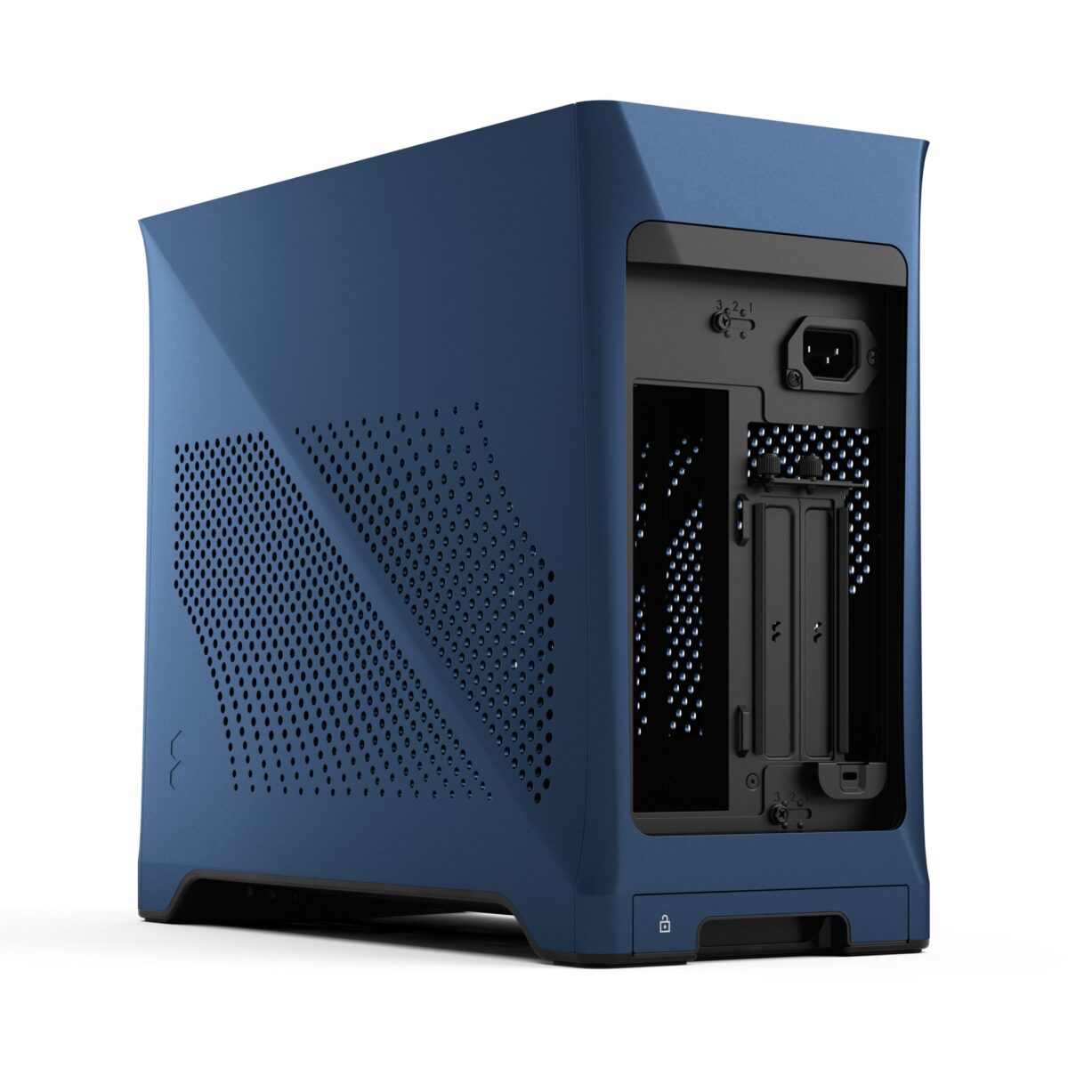 FD-C-ERA2N-03 FRACTAL DESIGN ERA 2 MINI-ITX MIDNIGHT BLUE CASE Fractal Era 2 Midnight Blue Mini-ITX Case With Anodized Aluminum Body, Walnut Top Panel, PCIe 4.0 Riser, 280 Mm AIO Support, Dual Aspect PWM Fans, 4×2.5-Inch Drive Mounts, 3-Slot GPU Support ~ FD-C-ERA2N-03
