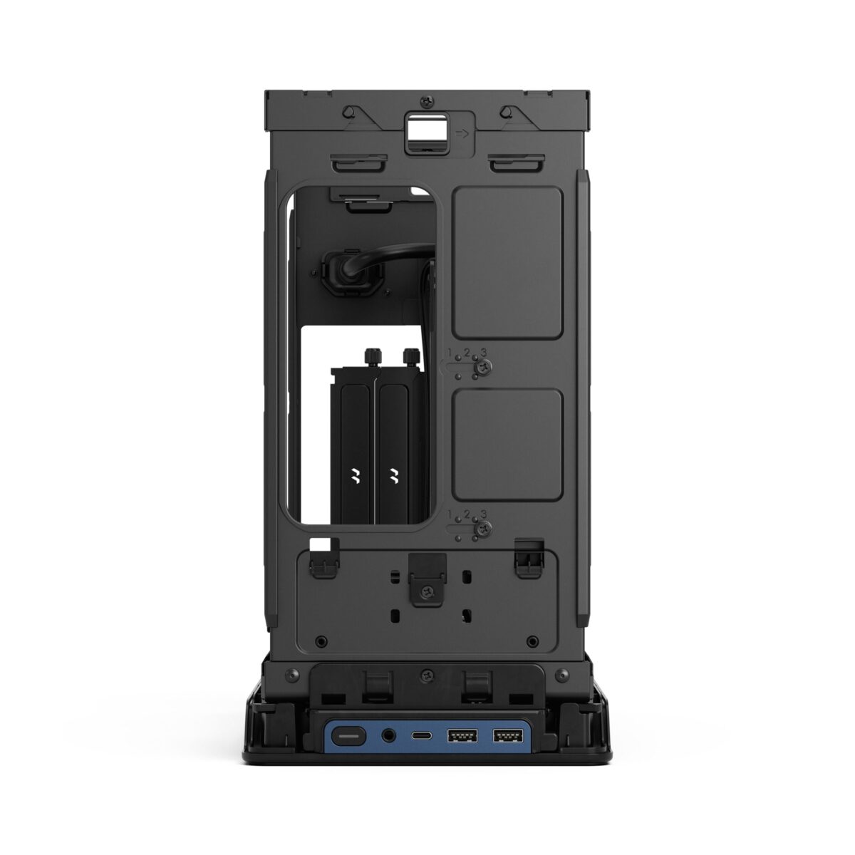 FD-C-ERA2N-03 FRACTAL DESIGN ERA 2 MINI-ITX MIDNIGHT BLUE CASE Fractal Era 2 Midnight Blue Mini-ITX Case With Anodized Aluminum Body, Walnut Top Panel, PCIe 4.0 Riser, 280 Mm AIO Support, Dual Aspect PWM Fans, 4×2.5-Inch Drive Mounts, 3-Slot GPU Support ~ FD-C-ERA2N-03