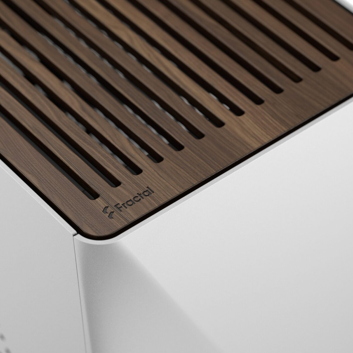 Fractal Era 2 Silver Mini-ITX PC Case With Anodized Aluminum Body, Walnut Top Panel, PCIe 4.0 Riser, 280 Mm AIO Support, Dual Aspect PWM Fans, 4×2.5-Inch Drive Mounts, 3-Slot GPU Compatibility ~ FD-C-ERA2N-01