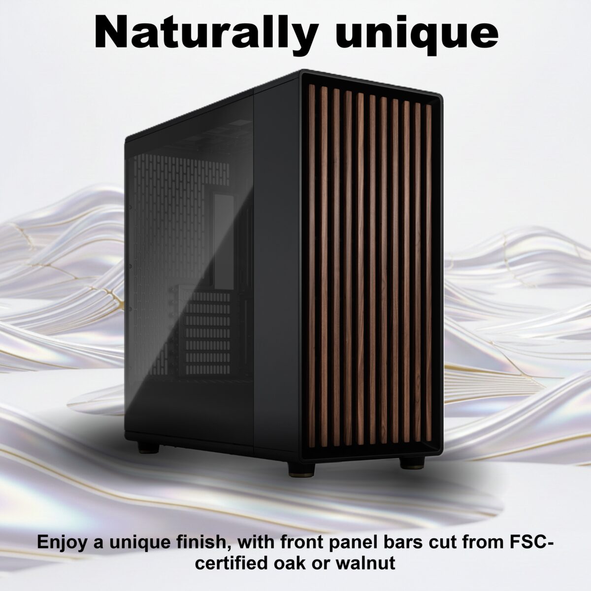 FD-C-NOR1X-02 Fractal North XL Mid-Tower GAMING CASE CHARCOAL DARK TINT Fractal North XL Charcoal Black TG Dark PC Case – Tempered Glass Side Panel , E-ATX Support, 420 mm Radiator Capacity, 413 mm GPU Clearance, 3× 140 mm Aspect PWM Fans, Premium Mesh & Wood Design ~ FD-C-NOR1X-02