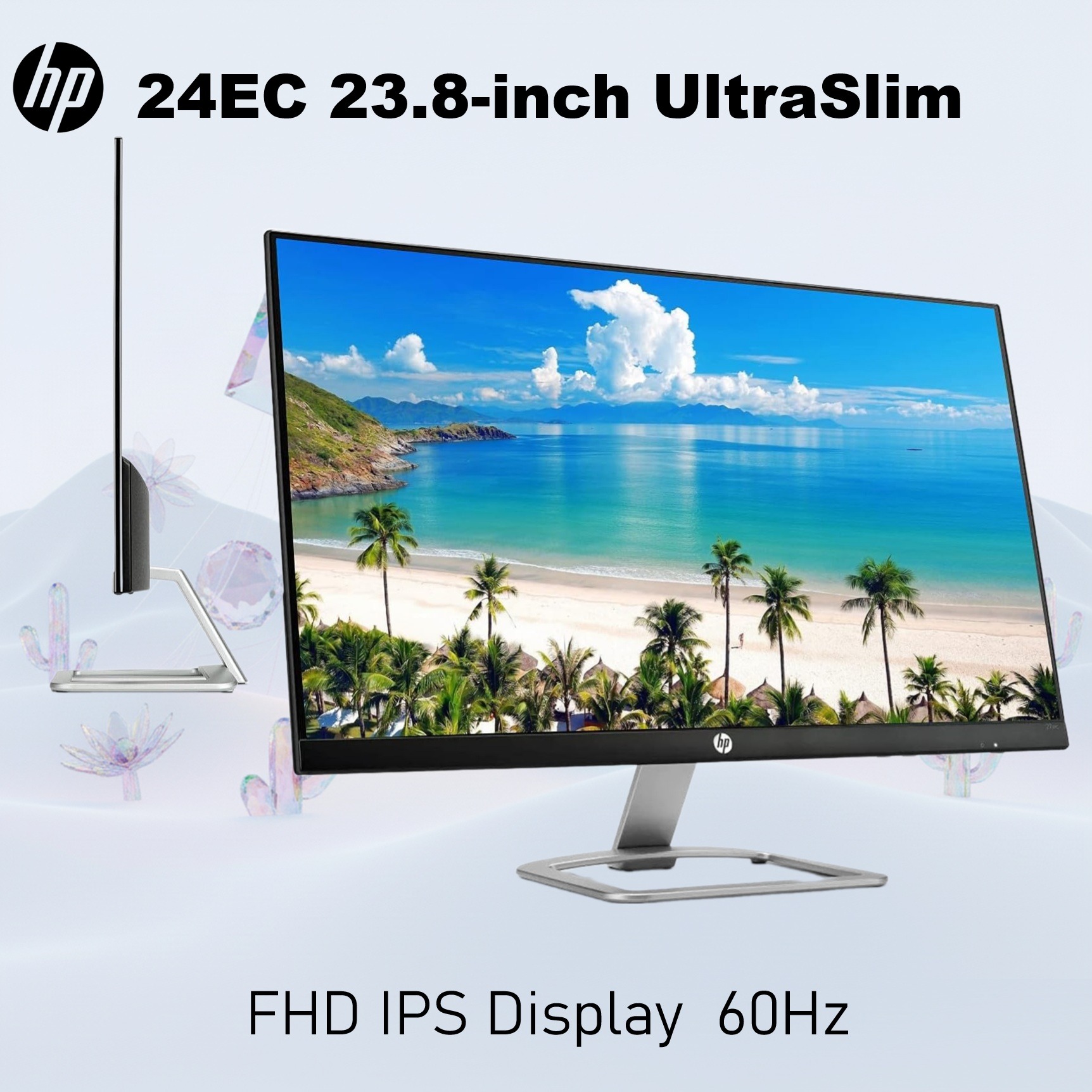 HP 24ec UltraSlim 24 Inch IPS Full HD Monitor With Edge To Edge Display Anti Glare Screen HDMI VGA 60Hz Refresh Rate 178 Degree Viewing Angle And 16.7 Million Colors