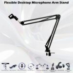 Flexible Desktop Microphone Arm Stand With Dual 35cm Arms, 360° Rotation, Desk Clamp Mount, Vibration Reduction Design, Metal Construction, Supports Microphones Up To 500g