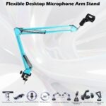Flexible Desktop Microphone Arm Stand With Dual 35cm Arms, 360° Rotation, Desk Clamp Mount, Vibration Reduction Design, Metal Construction, Supports Microphones Up To 500g | BLUEv