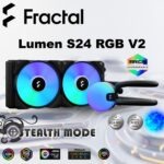 Fractal Lumen S24 RGB V2  ARGB Liquid Cooler With Six Addressable LEDs, Copper Cold Plate, Dual Aspect 12 RGB PWM Fans, Dark Stealth Mode, 400mm Tubes, And Wide Intel/AMD Socket Support | BLACK ~ FD-W-L1-S2412