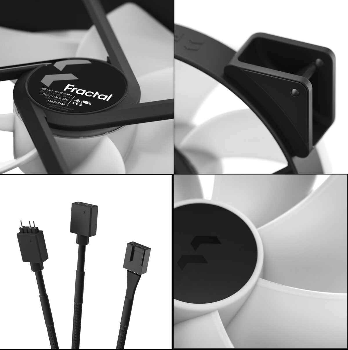 Fractal Prisma AL18 RGB PWM 2-Pack  High-Airflow 180mm ARGB Fans With LLS Bearings, PWM 300–1200 RPM Range, Uniform Glow Ring, High Static Pressure And Wide Compatibility | Black ~ FD-FAN-PRI-AL18-PWM-2P