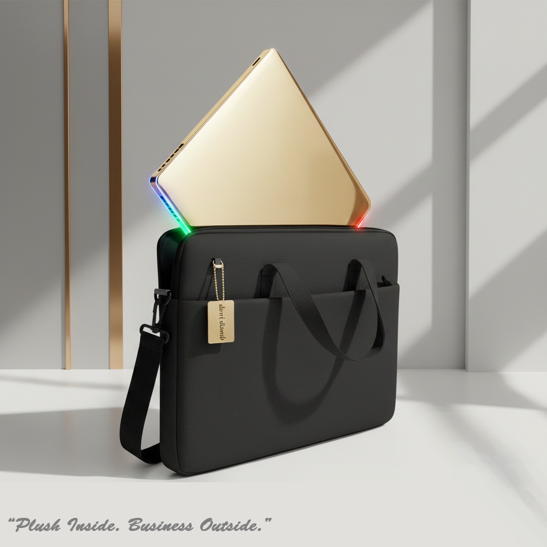 Multipurpose Laptop Shoulder Bag For 13/14/15 Inch Notebooks With Shockproof Protection, Waterproof Oxford Fabric, Plush Lining, Removable Strap, And Luggage Strap | BLACK