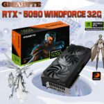 9VN5090W-00-G10 GIGABYTE RTX 5090 WINDFORCE 32GB 3XFANS Gigabyte GeForce RTX 5090 WINDFORCE 32G Graphics Card With 32GB GDDR7 512-Bit, 2407MHz Core Clock, 21760 CUDA, Hawk Fans, Dual BIOS, Vapor Chamber Cooling, And PCI-E 5.0 | BLACK 