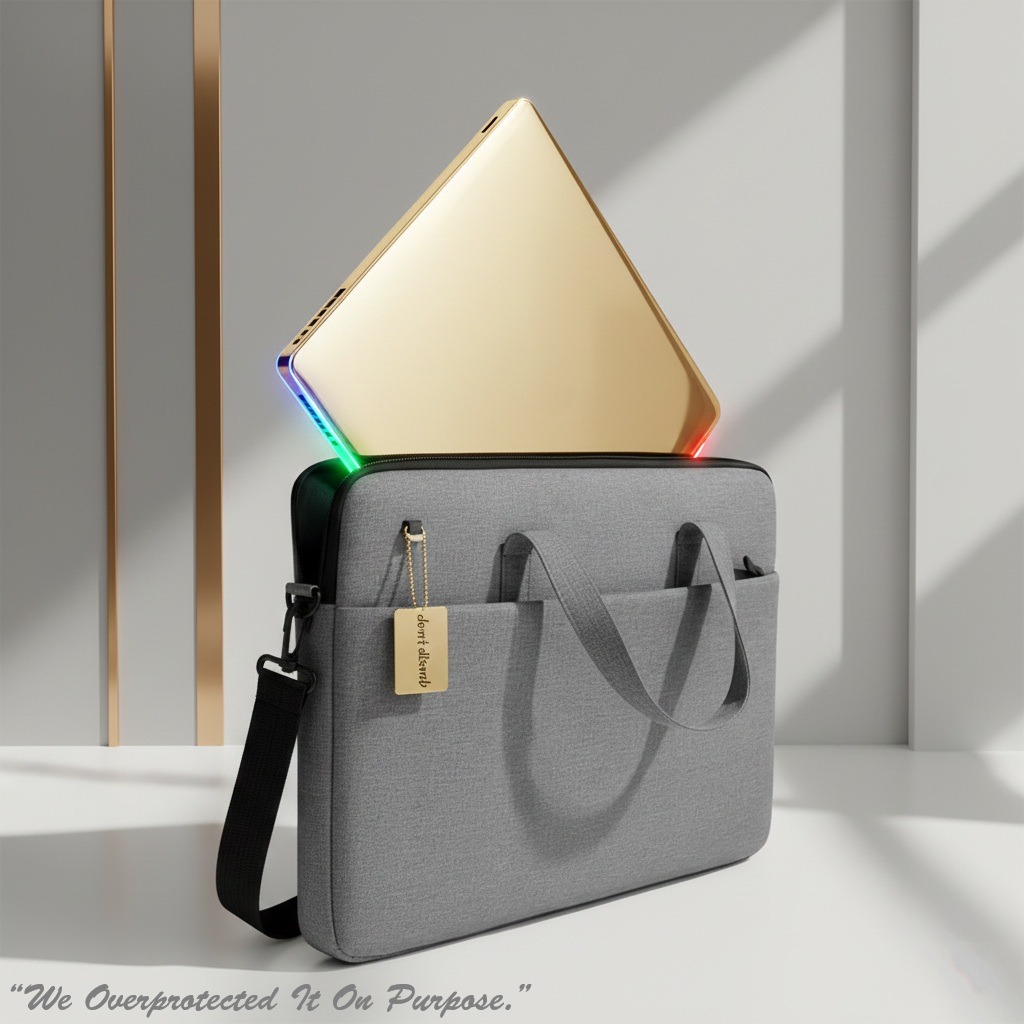 Multipurpose Laptop Shoulder Bag For 13/14/15 Inch Notebooks With Shockproof Protection, Waterproof Oxford Fabric, Plush Lining, Removable Strap, And Luggage Strap | GREY