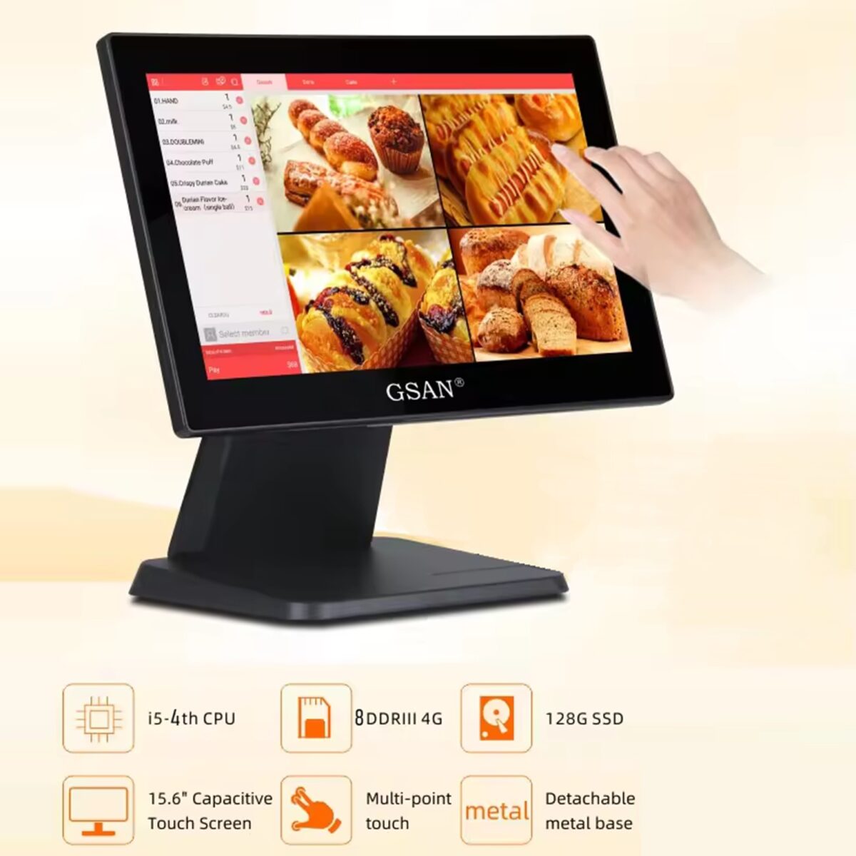 GS-A4  POS Terminal With 15.6” Touch Capacitive Display, Intel Core i5 4th Gen, 8GB DDR3, 128GB SSD, Multiple USB & COM Ports, Windows Support