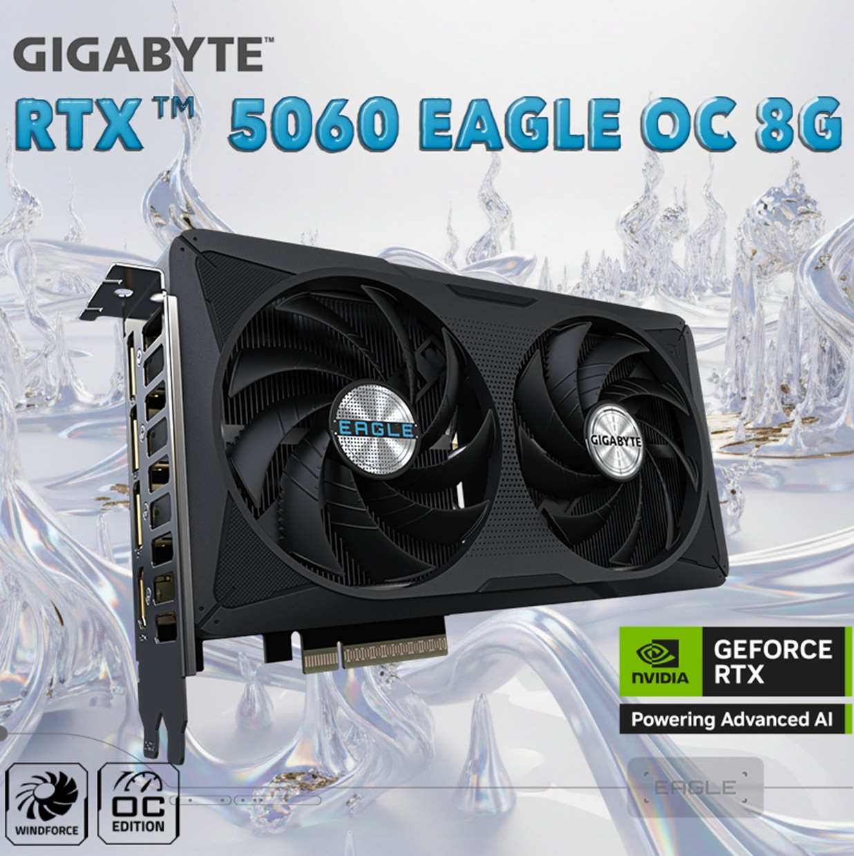 GIGABYTE GeForce RTX™ 5060 EAGLE OC 8G Graphics Card With 8GB GDDR7, Blackwell Architecture, 2550MHz Core Clock, WINDFORCE Cooling, PCIe 5.0, DLSS 4