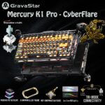 GravaStar Mercury K1 Pro 75% Mechanical Keyboard With Aluminum Alloy Body, Kailh Speedy Mint Linear Switches, Dual RGB, Tri-Mode Wireless, 8000mAh Battery, Windows OS & mac OS | CyberFlare
