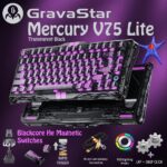 GravaStar Mercury V75 Lite Transparent 75% Mechanical Keyboard with RGB Blackcore HE Magnetic Switch Keyboard, Wired Low-Latency, 0.01mm Precision, Adjustable Actuation, Rapid Trigger, Hot-Swappable, Windows & macOS ,| Transparent Black