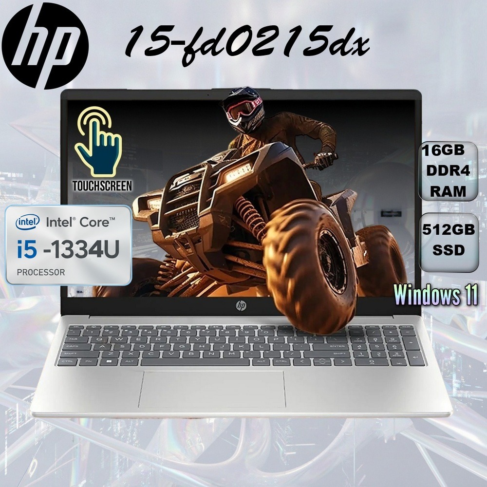 C0CN6UA#ABA HP 15-FD0215DX I5-1334U 16GB DDR4 RAM/512GB SSD/15.6"/WIN11-TOUCHSCRN HP 15-fd0215dx : Intel® Core i5-1334U | 16GB DDR4 RAM ;  512GB NVMe SSD | 15.6 inch FHD IPS Touch Display | Intel® UHD Graphics | Windows 11 | Natural Silver